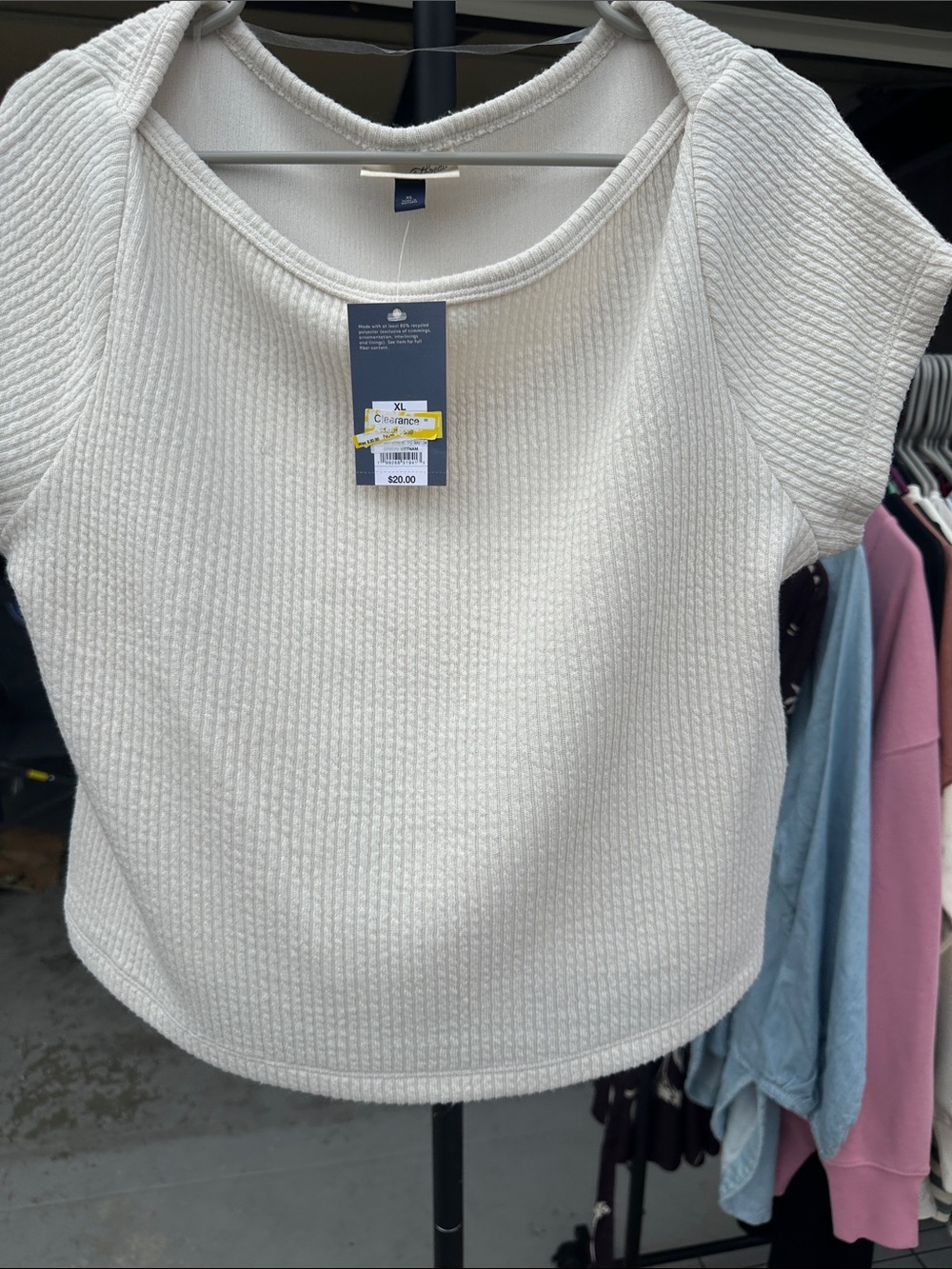 Universal Thread Ivory Ribbed Scoop Neck Top